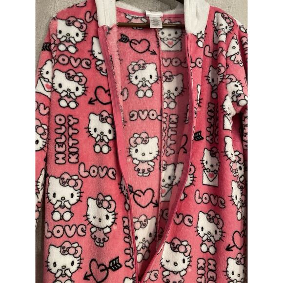 Hello Kitty Pink and White One Piece Fleece Pajama Jumpsuit Adult Size Small New - Picture 4 of 7